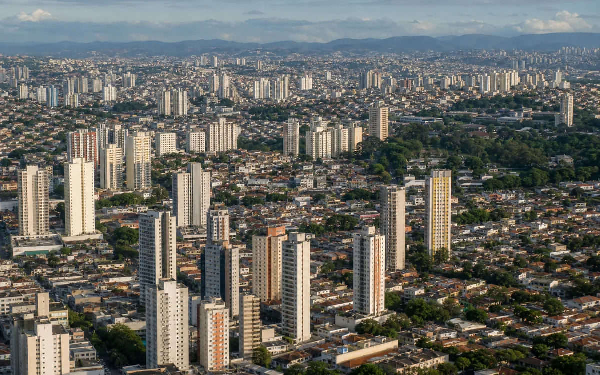 Vista aérea institucional ilustrativa da Zona Norte de São Paulo